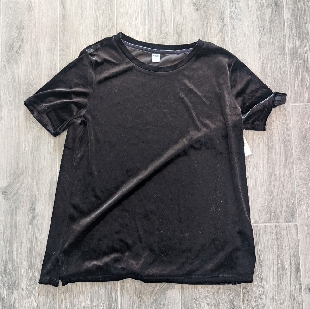 NWT Old Navy Relaxed Boyfriend Crew Neck Velvet T-shirt Short Sleeve Top SMALL